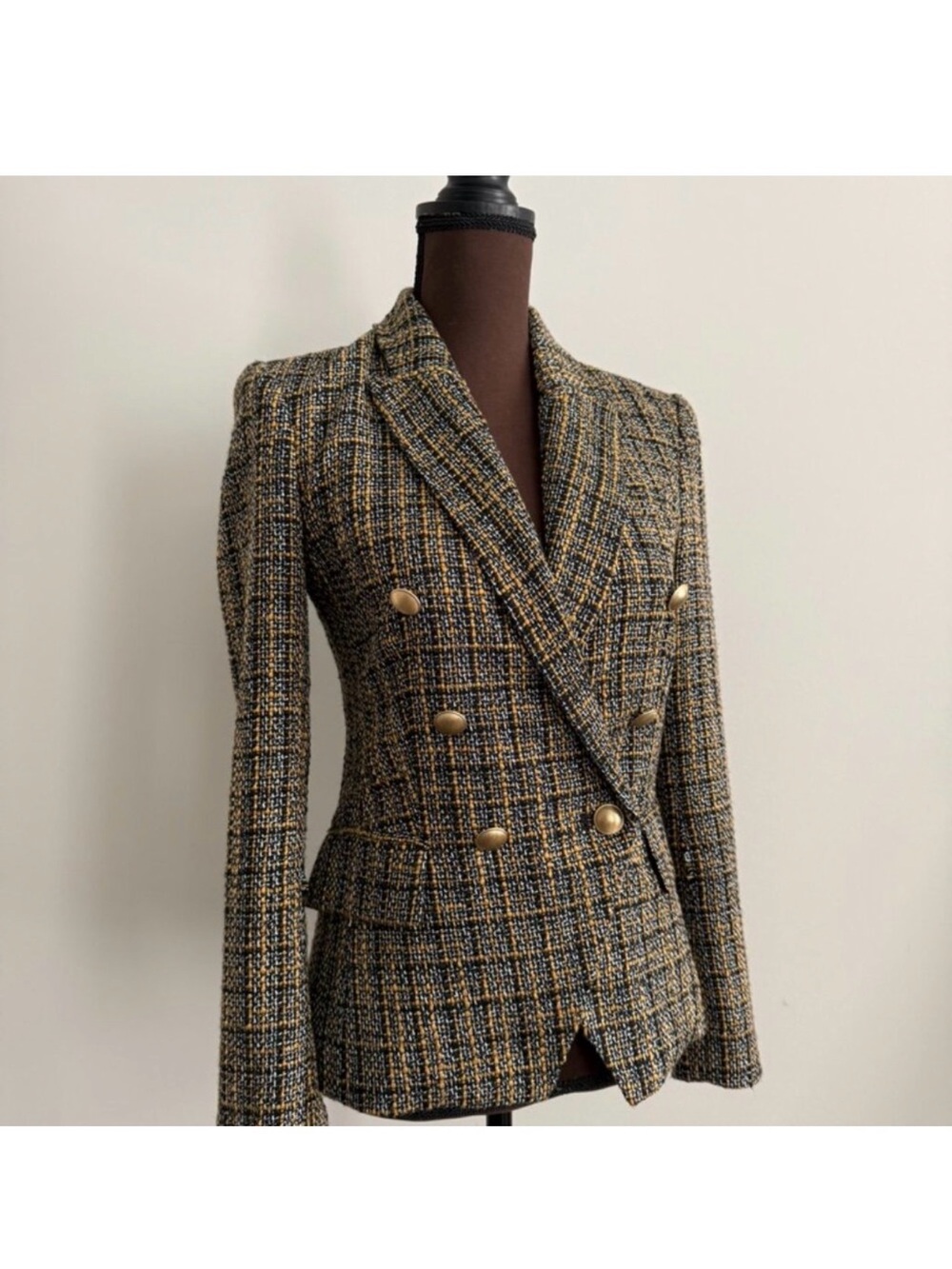 L’AGENCE Kenzie Tweed Double Breasted Blazer Size 0 NWT Chanel Style Gold Button - Picture 7 of 7